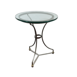 Pierre Deux Arrowsmith Glass, Wrought Iron + Brass Glass Side Table. Original Price: $851