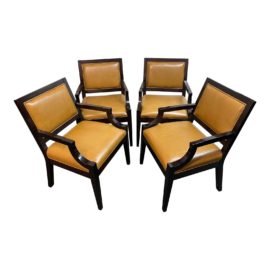Mark David Leather Armchairs, Set of Four