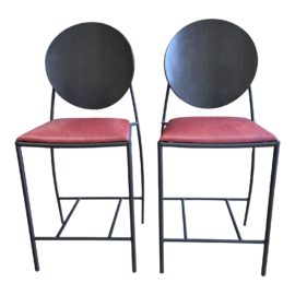 Dakota Jackson Vik-Ter I Forest Maroon Counter Stools - a Pair