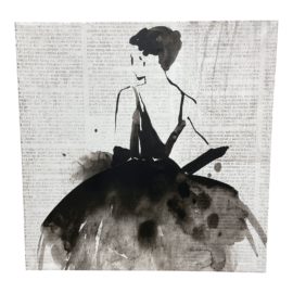 Contemporary Watercolor Dior Style Figure Printed Canvas