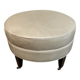 Sunrise Home Custom Round Taupe Leather Ottoman