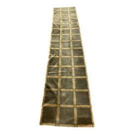 Silk Wool Geometric Army Green Runner - 2′8″ × 12′4″