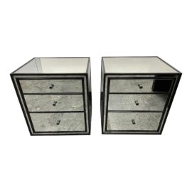 Restoration Hardware Strand Mirrored Nightstands - a Pair. Original Price: $3,590