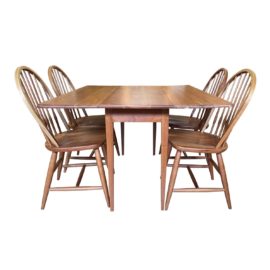 Custom Traditional Windsor Drop Leaf Maple Console Dining Set. Original Price: $2,950