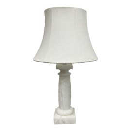 Hollywood Regency Style White Marble Column Table Lamp
