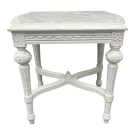 Contemporary Baroque Inspired Marble Top Side Table