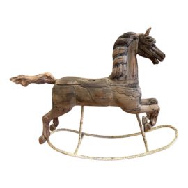 Early 20th Century Carved Wood Carousel Rocking Horse