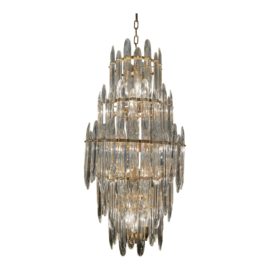 Mid 20th Century Gaetano Sciolari "Knife-Blade" Five Tier + Fifteen Light Chandelier