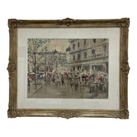 Mid 20th Century Custom Framed French Cityscape Reproduction