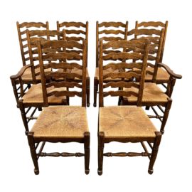Mid 20th-Century Traditional Mexico Rush Dining Chair - Set of Eight