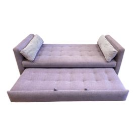 Custom Lavender Micro Fiber Button Tufted Trundle Daybed with Lumbar Pillows