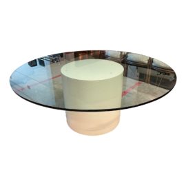Late 20th Century Post Modern Pedestal Glass Round Dining Table