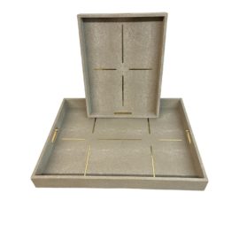 Made Goods Daina Faux Shagreen Rectangle Trays - Set of 2. Original Price: $1,350