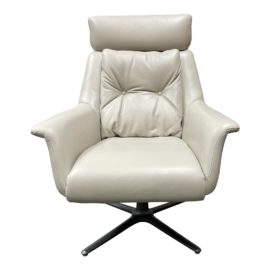 Jason Furniture Ivory Bonded Leather Swivel Arm Chair. Original Price: $1,400