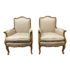 Pair of Vintage Custom Fruitwood + Champagne Striped Bergere Chairs, Original Price: $5,000.00