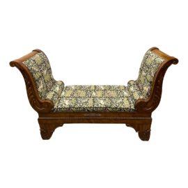Late 20th Century Henredon Empire Style + Animal Tapestry Upholstered Bench