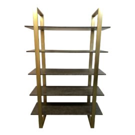 Organic Modern Black Wood + Brass Bookcase