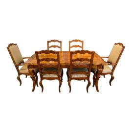 Century Furniture Gathering Extension Table + Six Ladderback Dining Chairs Set