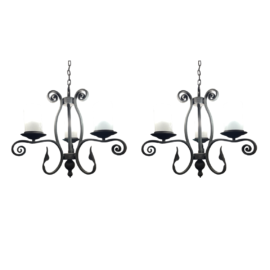 European Style 3-Light + Metal Pendants - a Pair