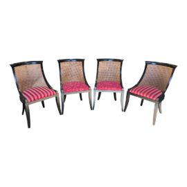 Contemporary Empire Style Cane Side Chairs - Set of Four