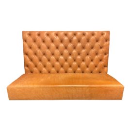 Custom Cognac Tufted Leather Bench