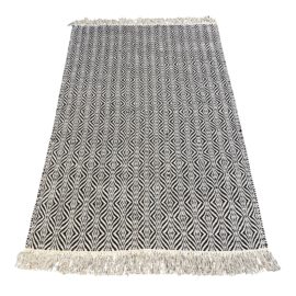 Reversible Graphic Cotton Black + White Rug - 3′5″ × 5′8″