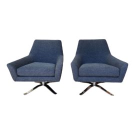 West Elm Lucas Swivel Chairs - a Pair. Original Price: $1,600