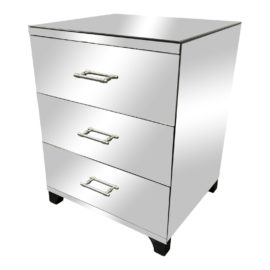 Custom Hollywood Regency Mirrored Three Drawer Nightstand