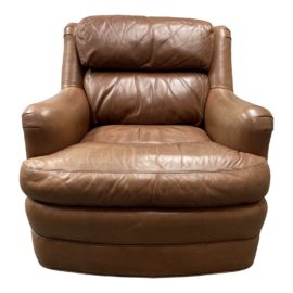 Whittemore + Sherrill Tipped Cognac Leather Lounge Chair