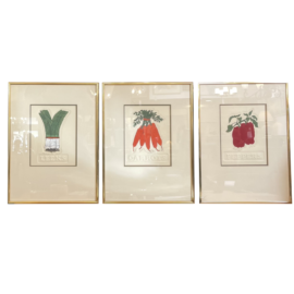 Original Artwork  - Set Of Three Embossed Prints Of Vegetables