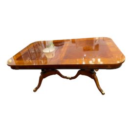 Neoclassical Inlay Double Pedestal Dining Table