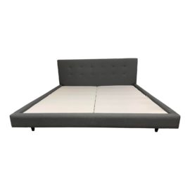 Eastern King Crate & Barrel Tate Bed Frame in Blue. Original Price: $1,999