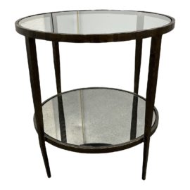 Pottery Barn Tanner Metal & Glass Round End Table, Blackened Bronze. Original Price: $399