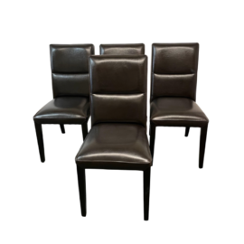 Stone International-It Leather Hermes Dining Chairs, Set of Four