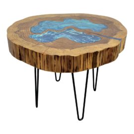 Robert Baker Live Edge Redwood + Epoxy Side Table