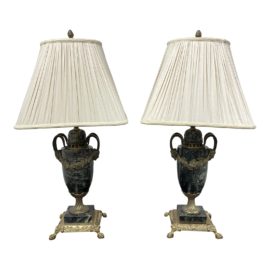 Wildwood Apollo Brass + Marble Table Lamps - a Pair