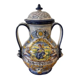 Italian Ceramiche Bertini Hand-Painted Oil Vessel
