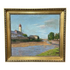 Circa 1927 Valer Ferenczy Framed Oil on Canvas "View of Nagybany"