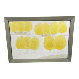 1990s Nsuyet Original Artwork Yellow Trees Framed Canvas