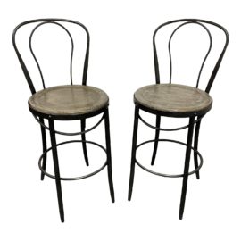 Arhaus Bistro Bar Stools in Grey - a Pair