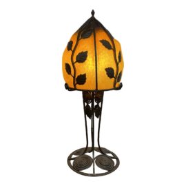 Artisan Hand Blown Glass + Iron Work Table Lamp