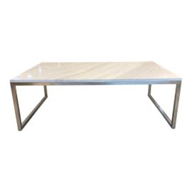 Custom Design White Marble Top on Stainless Steel Base