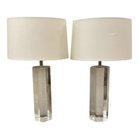 Restoration Hardware Hexagonal Column Crystal Table Lamps, a Pair. Original Price: $1,250