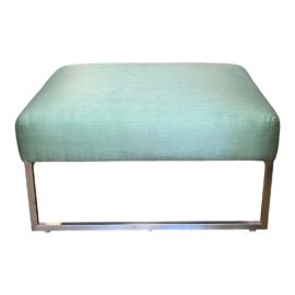 Jim Thompson Custom Design Celadon Fabric Ottoman
