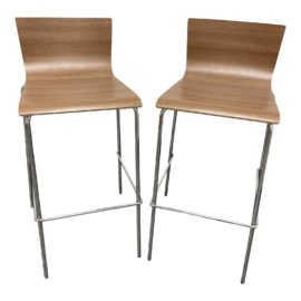 Bent Wood Bamboo Bar Stool - a Pair