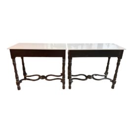 Custom Sri Lanka Wood + Stone Large Side Table - a Pair