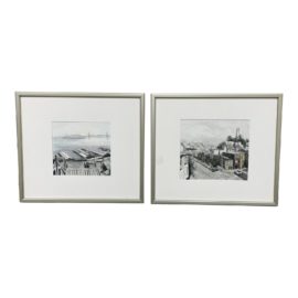 Liz Shumate Original Pen & Ink San Francisco Drawings - a Pair