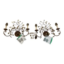 Arteriors Golden Leaf Wall Sconces - a Pair