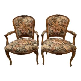 Mid 20th Century Louis Fauteuil Chairs - a Pair