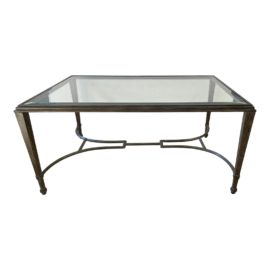Early 21st Century Rustic Industrial Wrought Iron & Glass Coffee Table